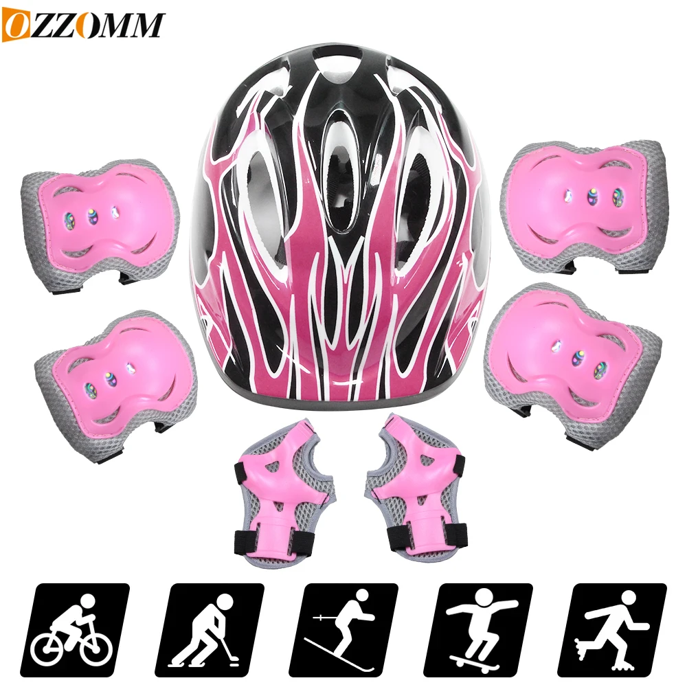 Scooter Helmet Set - 7-teiliges Kinder-Fahrradhelm-Set Skateboard Knieschoner - Verstellbare
