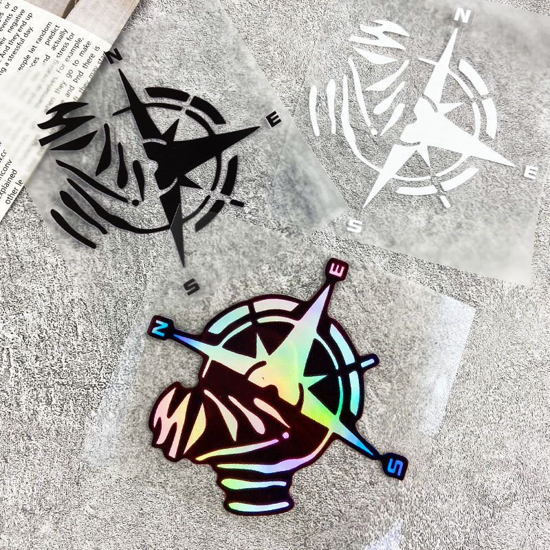 Scooter Helmet Set - 1 Stück Kompass-Muster Vinyl-Aufkleber 13x12cm, Wasserfester